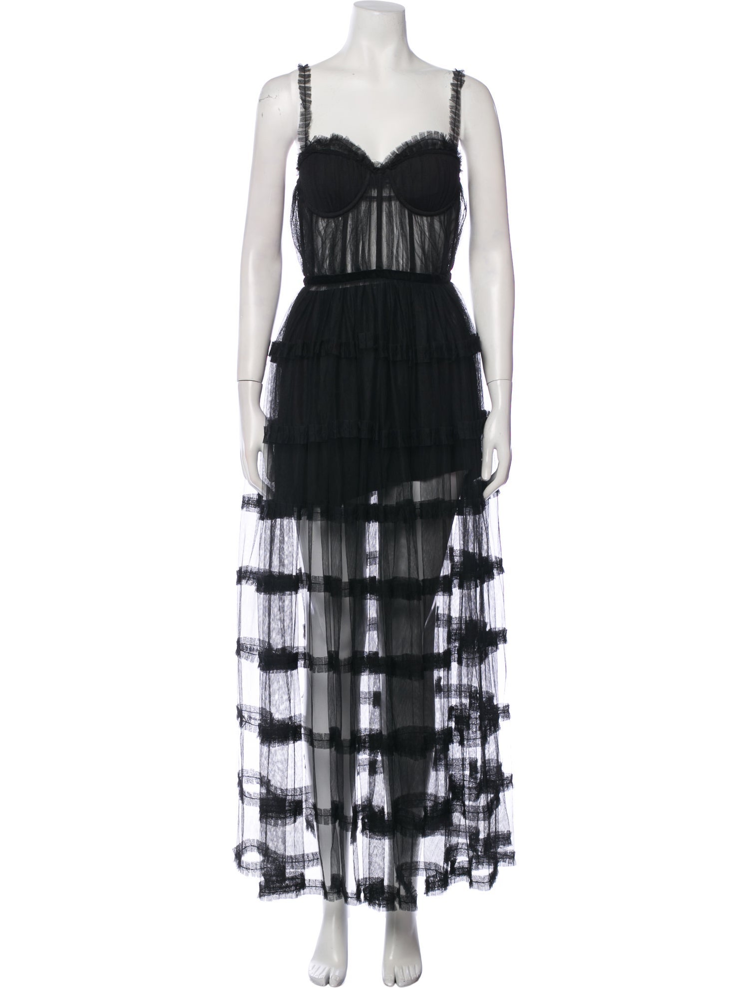 SAU LEE Square Neckline Long Dress